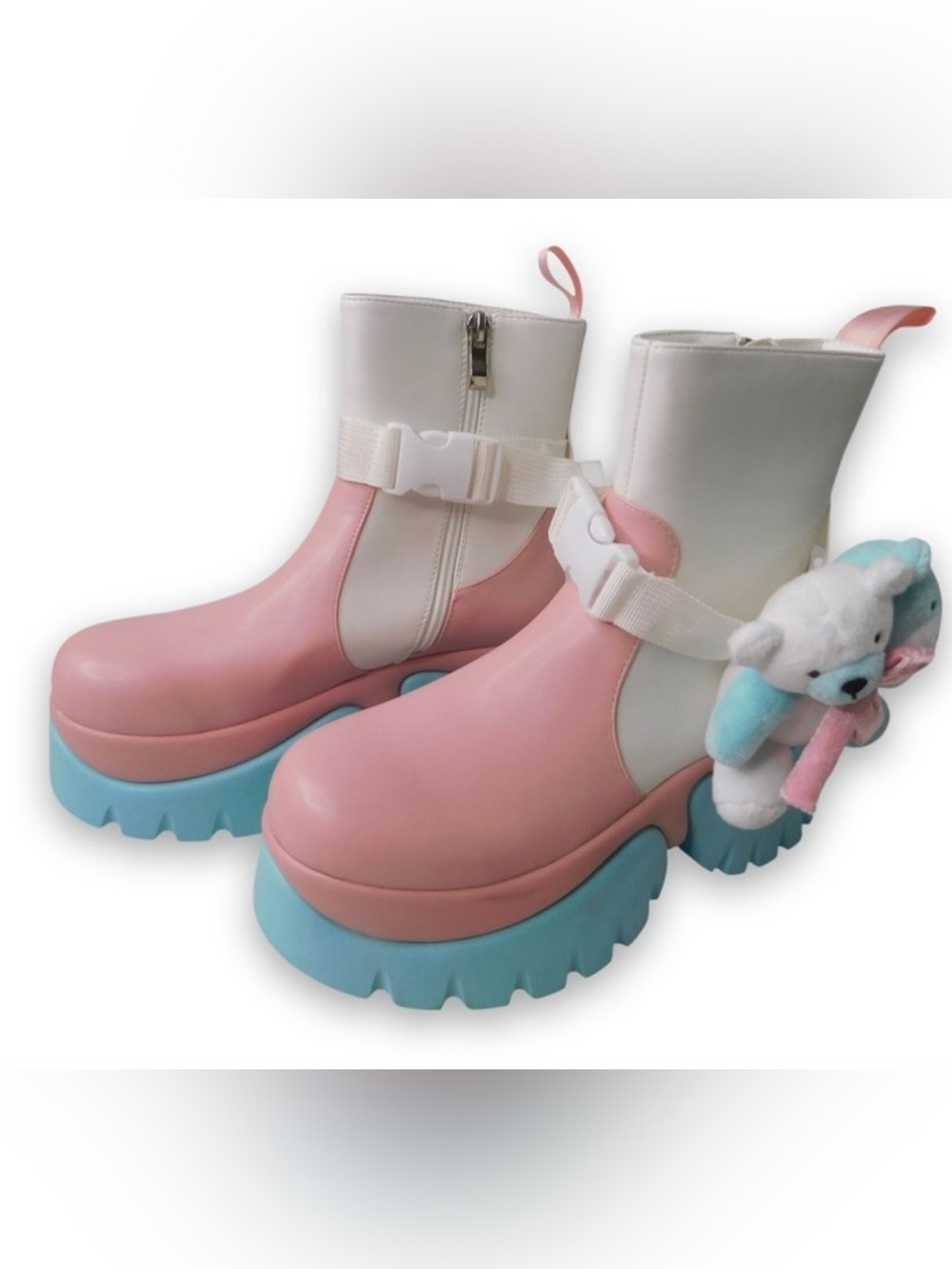 koi Pink Cream Platform Ankle Boots with BluePink size Women’s 8 Teddy Bears
